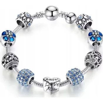 Náramek Modulární náramek + 9 přívěsků hadí vzor 18cm postříbřené stříbro korálky