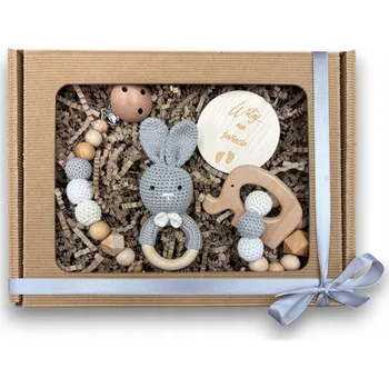 KLIP NA DUDLÍK, KOUSÁTKO, CHRASTÍTKO DÁREK K NAROZENÍ DÍTĚTE ŠEDÝ