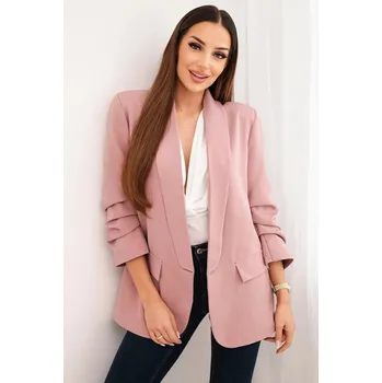 Dámské sako Elegantní sako s klopami tmavě růžové UNI