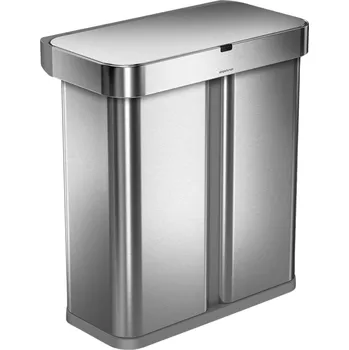 Odpadkový koš Simplehuman, Odpadkový koš se senzorem Sensor Liner Pocket 2 přihrádky kartáčovaná ocel 58 l - Formadore