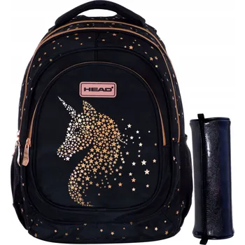 Školní batoh vícekomorový Head černý, odstíny žluté a zlaté 20 l