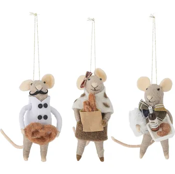 Vánoce Bloomingville vánoční ozdoby Peo myšky s ruměncem 3 ks