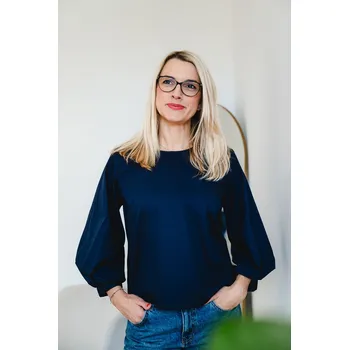 Dámská tunika Dámská bavlněná tunika POPLIN s balónovými rukávy modrá - TPORUBUM