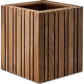 Stojan na květiny Squarely, Květináč samozavlažovací GrowMORE tmavý dub - Formadore