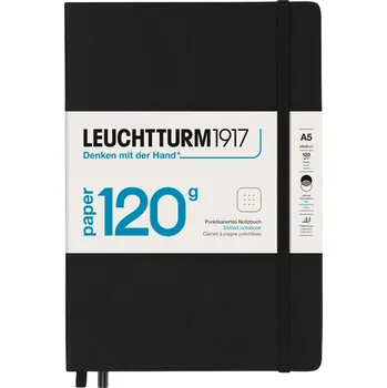 Diář Leuchtturm 1917, Tečkovaný zápisník v pevné vazbě Edition 120 A5, 203 stran, černý, 120 g/m² - Formadore