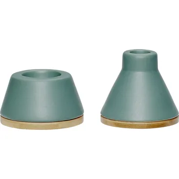Svícen Hübsch, Svícen Hübsch keramický tmavě zelený 2 ks - Formadore