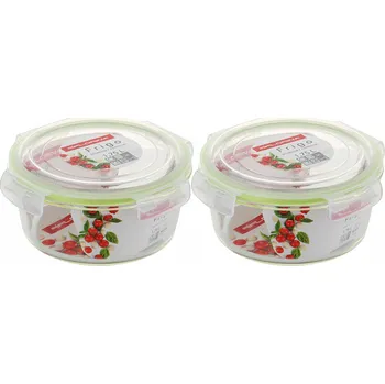 Dóza na potraviny SKLENĚNÁ NÁDOBA NA POTRAVINY KULATÝ 1750 ml OBĚDOVÝ BOX ŽÁRUVZDORNÝ SNÍDAŇOVÝ BOX