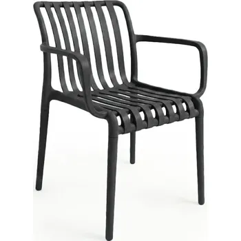 Jídelní židle Plastová židle TREGO s područkami, antracitová