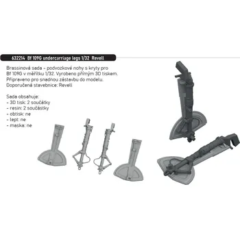 Plastikový model Eduard 1/32 Bf 109G undercarriage legs PRINT (REVELL)