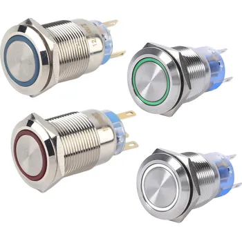 vypínač LaskaKit_cz Tlačítko kovové - kolečko, střibrné 16mm 3-6V Zelená