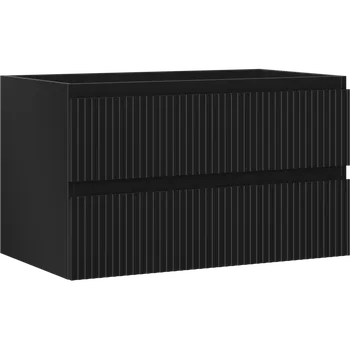 Koupelnový nábytek Mexen Rivel koupelnová skříňka pod umyvadlo 80 cm, 2 zásuvky, rýhované, černý mat - 91A20-08047-2-BFF71 Koupelnové skříňky