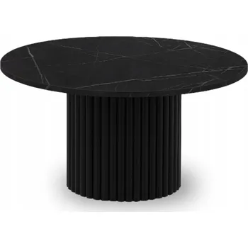 Konferenční stolek Kulatý konferenční stolek Ollio tmavý mramor s černou nohou 75 cm