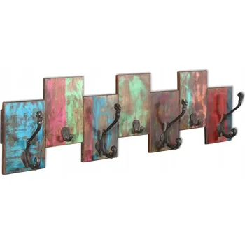 Věšák Dřevěný věšák Vintage z recyklovaného dřeva, pestrobarevný, 78x23x10 cm