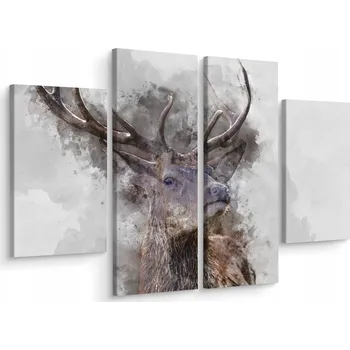 Obraz Obraz Čtyřdílný JELEN Akvarel Malířství 80x60