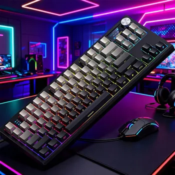 Klávesnice MECHANICKÁ KABELOVÁ KLÁVESNICE GREY BLUETOOTH 2,4 GHZ FENGLING SWITCH