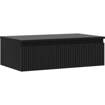 Koupelnový nábytek Mexen Rivel koupelnová skříňka pod umyvadlo 80 cm s deskou, 1 zásuvka, drážkovaná, černá mat - 91A20-08023-1-BFC71 Koupelnové skříňky