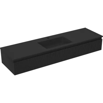 Koupelnový nábytek Mexen Rivel koupelnová skříňka 160 cm s umyvadlem Otis, 1 zásuvka, drážkovaná, černá mat - 91A20-16023-1-BF71-W18M71 Skříňky s umyvadlem