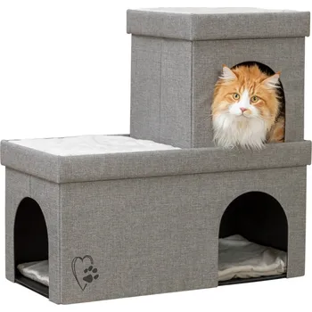 přepravka pro zvíře Jeskyně KIMY skládací, 2 patra, 76 x 72 x 37 cm, světle šedá