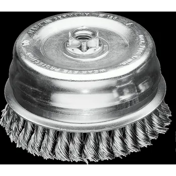 Drátěný kartáč Lessmann 487217 | Splétaný hrncový kartáč s přítlačným kroužkem 1řadý 125 mm / 0,50 ocelový drát hladký