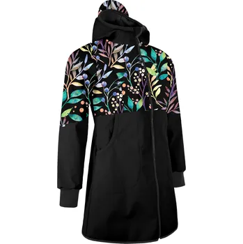 Dámská větrovka Dámský softshellový kabát UNUO s fleecem Street, Černá, Podzimní bobule Velikost: 3XL