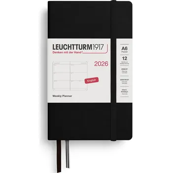 Diář Leuchtturm 1917, Týdenní diář v pevné vazbě Leuchtturm 1917 2026 EN A6, černý - Formadore