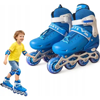 KOLEČKOVÉ BRUSLE Dětské brusle 2v1 (inline brusle a lední brusle) VEL.30-34 MODRÉ