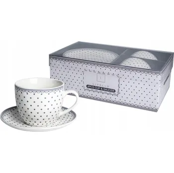 ŠÁLKY S PODŠÁLKY TEČKY 250 ML DÁRKOVÁ SADA 2 KS NA KÁVU LIVELLO
