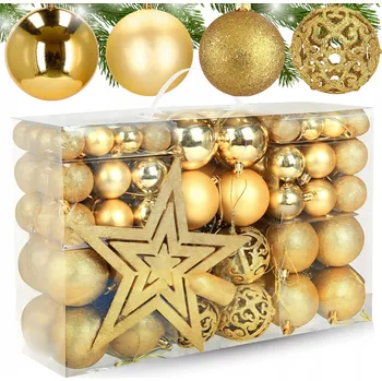 Vánoční dekorace Červené plastové nerozbitné vánoční Vánoční Baňky 100 kusů + hvězda