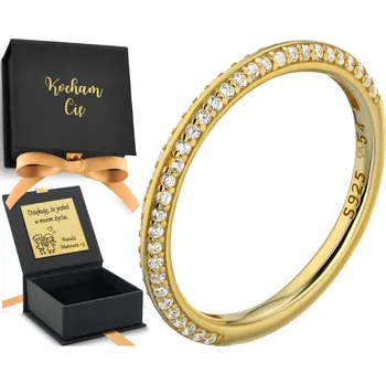 Prsten Zlatý prsten Dvojitá obroučka se zirkony Stříbro 925 Dárek Gravírování