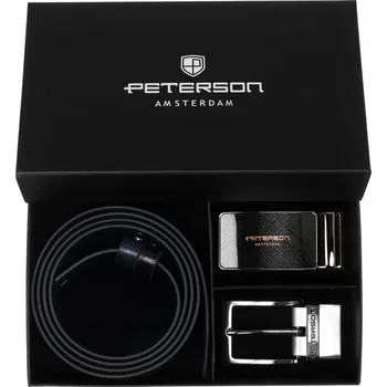 Opasek Kožený opasek pánský oboustranný přezky 4v1 pravá kůže PETERSON dárek