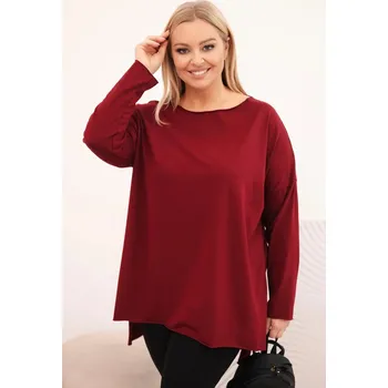 Dámská halenka Dámská blůza Plus Size asymetrická s dlouhým rukávem bordová UNI