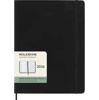 Diář Moleskine, Týdenní kalendář Moleskine 2026 12M XL, černý, měkká vazba - Formadore