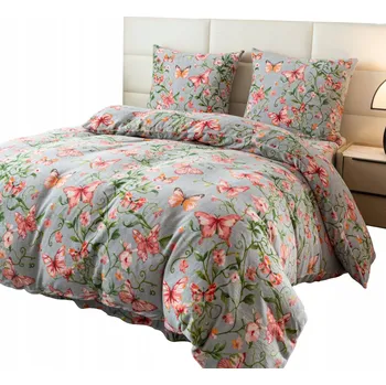 Povlečení Povlečení z Hřejivé Mikrovlákna s Medvídkem 160x200cm 3 Č. Květiny/Motýli