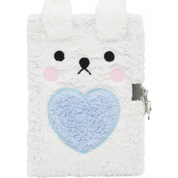 Zápisník PLYŠOVÝ DENÍK S VISACÍM ZÁMKEM NA KLÍČEK NOTES CHLUPATÝ MIS PÚ VÝŠIVKA A5