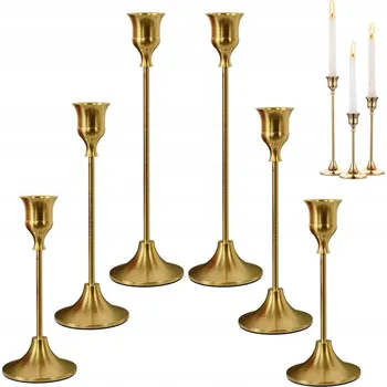 Obraz KOVové SVÍCNY DEKORACE STOLU SADA 6 KS PRO SVÍČKY 3/4", 7/8" A LED SVÍČKY