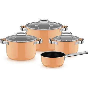 Pánev WMF, Sada hrnců s rendlíkem a 3 poklicemi Fusiontec Mineral Pro, oranžová, 7 dílů - Formadore