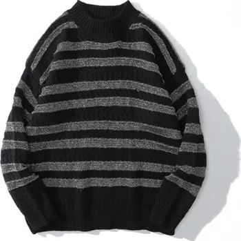 Pánský svetr Pánský pruhovaný svetr F174 černá L
