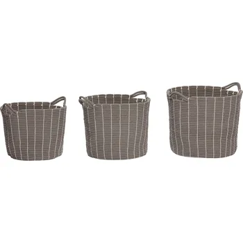 Úložný box Hübsch, Košík Hübsch bavlněný s držadlem šedý 3 ks - Formadore