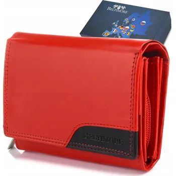 Peněženka Dámská kožená peněženka s RFiD ochranou na karty, velká, červená kůže Beltimore
