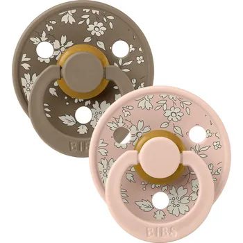 BIBS LIBERTY Colour dudlíky z přírodního kaučuku 2ks - velikost 2 Blush/Dark Oak