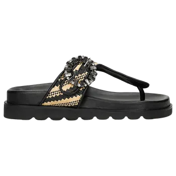 Dámské žabky Černé Žabky S Rafií A Ozdobnou Přezkou Wojas 7415380 37