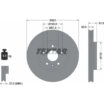 Brzdový kotouč Brzdový kotouč TEXTAR 92187005