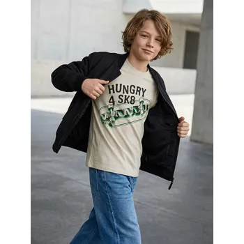 Chlapecké oblečení Sinsay - Bavlněná košilka s potiskem - šedá - 305HM-09X - 305HM-09X-164