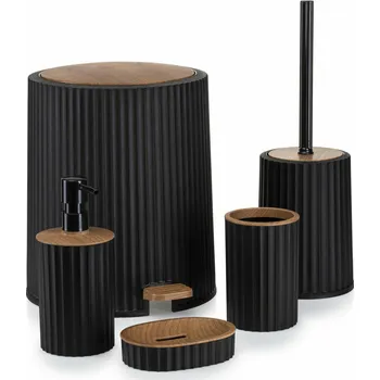 Sada koupelnových doplňků Sada koupelnových doplňků Roza černá/s povrchovou úpravou v dekoru dřeva