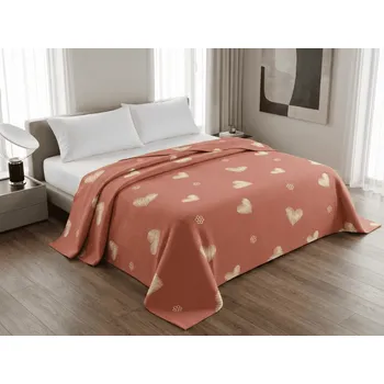 Přehoz na lůžko Přehoz na postel ORANGE HEART, růžový Rozměr: 220 x 240 cm