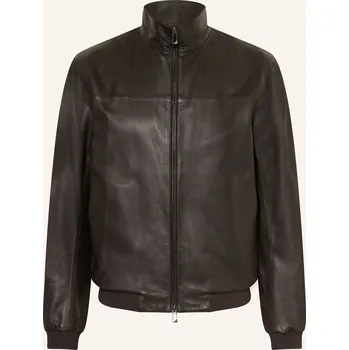 Pánské oblečení Emporio Armani Pánská Kožená Bunda, tmavě hnědá, 56