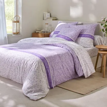 Povlečení Bavlněné povlečení Constance, lila, 140 x 200 cm 497162