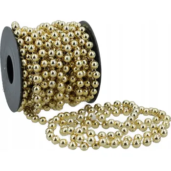 Vánoční dekorace KORÁLKY na ŠPULI zlaté VÁNOČNÍ ozdoby na STROMEČEK vánoce 5m