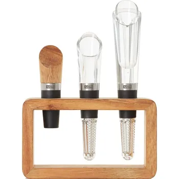 Sklenice AdHoc, Nálevky na víno s provzdušňovačem a filtrem Vine s korkovou zátkou a stojanem 4 díly - Formadore