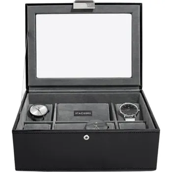 Šperkovnice Stackers Kazeta na hodinky Stackers se skleněnou pokličkou černá